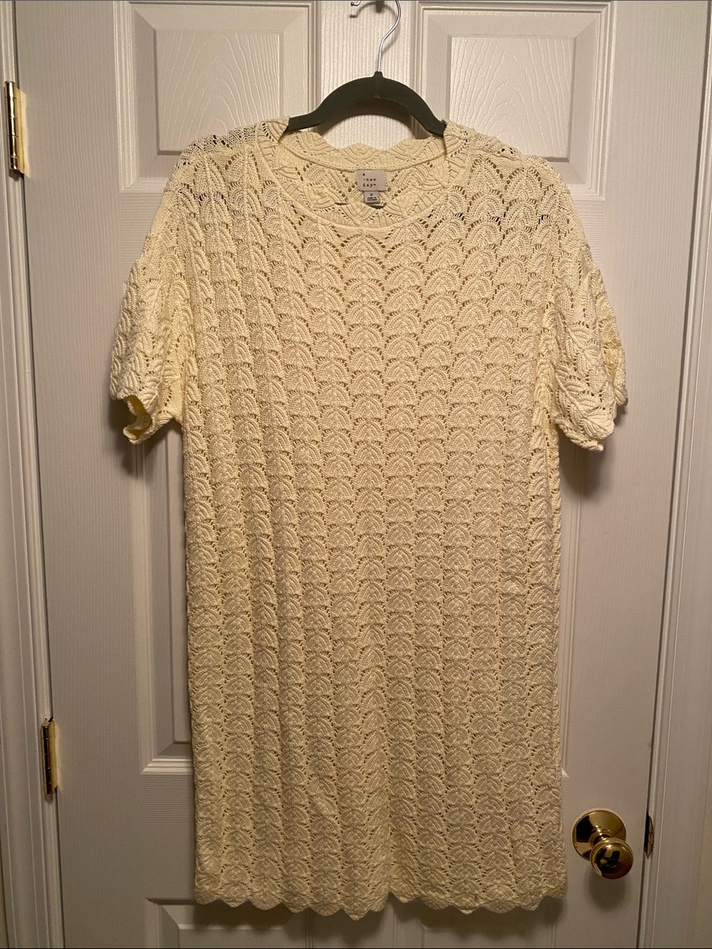 A New Day Off White Crochet Dress…size S